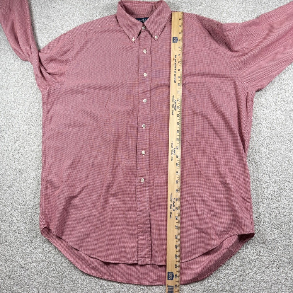 Ralph Lauren Button Down Shirt Mens L Red Houndstooth Blake Cotton Long Sleeve - Picture 5 of 6